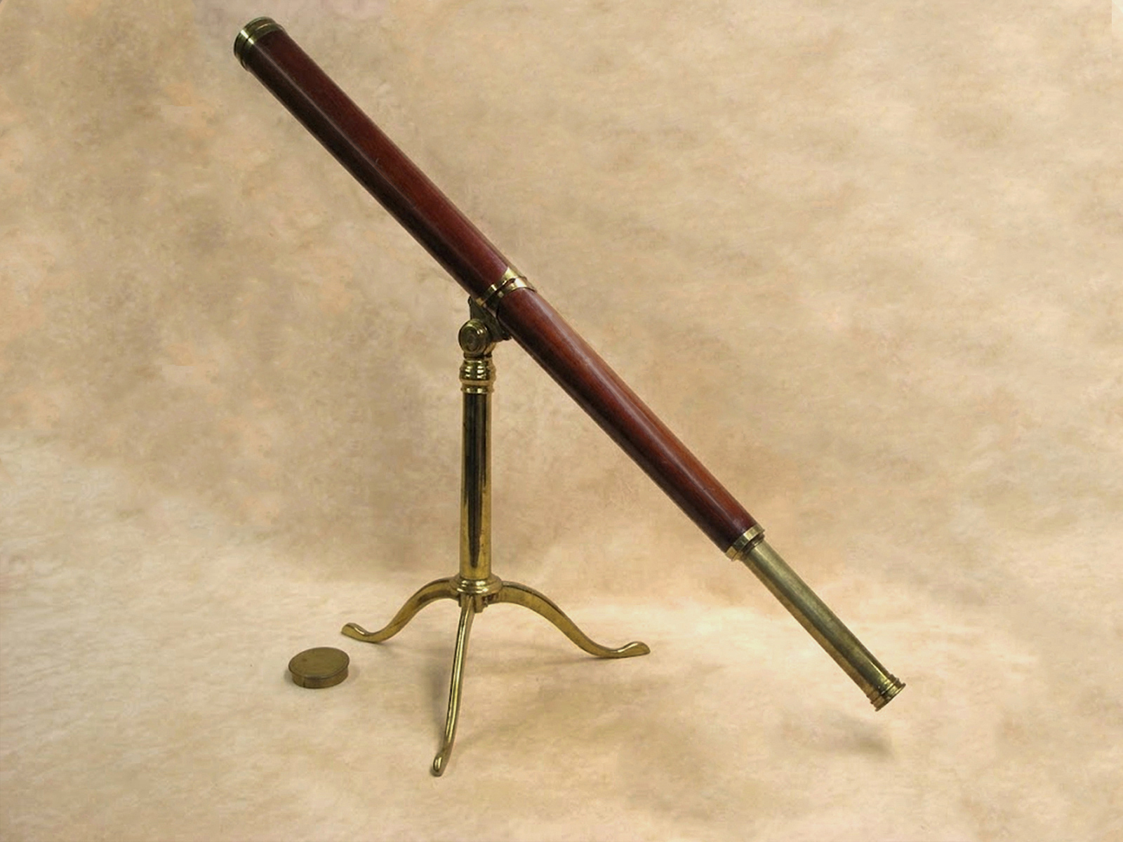 18th Century Library telescope signed 'Kimbell, Dean St, London' with brass tripod